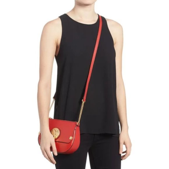 Celine Dion Octave Leather Crossbody Bag Red - Picture 1 of 11